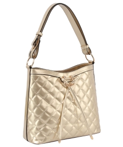 Patent Glossy Quilted Shoulder Bag GL0171M GOLD
